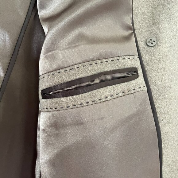 Calvin Klein Taupe/Brown Pea Coat, Size 16 Double Breasted - Picture 6 of 16